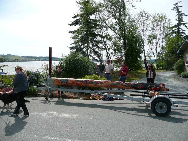 Totem pole on trailer