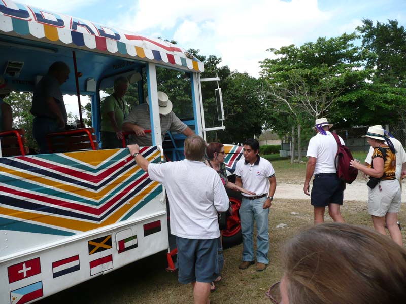 Tour bus and guide
